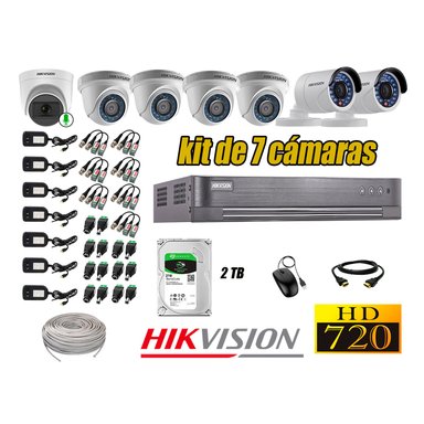 KIT 7 CÁMARA VIGILANCIA HIKVISION HD 720P 2 TB | 1 CAMARA MICROFONO