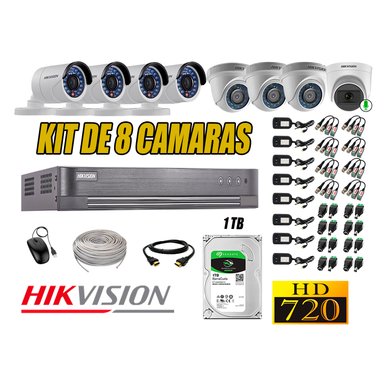 KIT 8 CÁMARA VIGILANCIA HIKVISION HD 720P 1 TB | 1 CAMARA MICROFONO