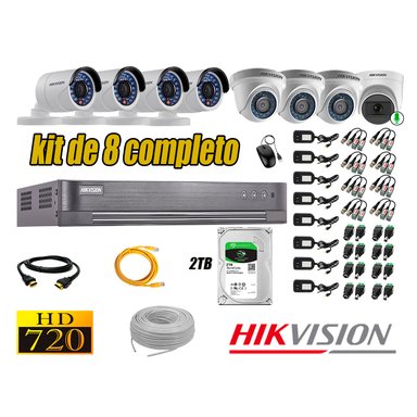KIT 8 CÁMARA VIGILANCIA HIKVISION HD 720P 2 TB | 1 CAMARA MICROFONO