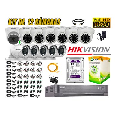 KIT 12 CÁMARA VIGILANCIA HIKVISION FULL HD 1 TB | 1 CAMARA MICROFONO