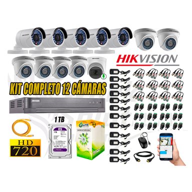 KIT 12 CÁMARA VIGILANCIA HIKVISION HD 720P 1 TB | 1 CAMARA MICROFONO