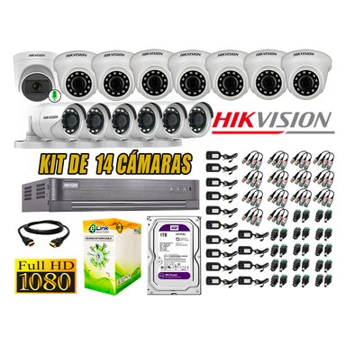 KIT 14 CÁMARA VIGILANCIA HIKVISION FULL HD 1 TB | 1 CAMARA MICROFONO