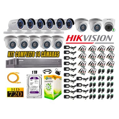KIT 14 CÁMARA VIGILANCIA HIKVISION HD 720P 1 TB | 1 CAMARA MICROFONO