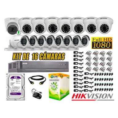KIT 16 CÁMARA VIGILANCIA HIKVISION FULL HD 1 TB | 1 CAMARA MICROFONO