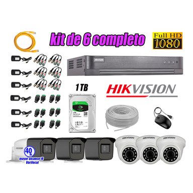 KIT 6 CÁMARA SEGURIDAD HIKVISION FULL HD 1080P + DISCO MAYOR ALCANCE VARIFOCAL 1 TB