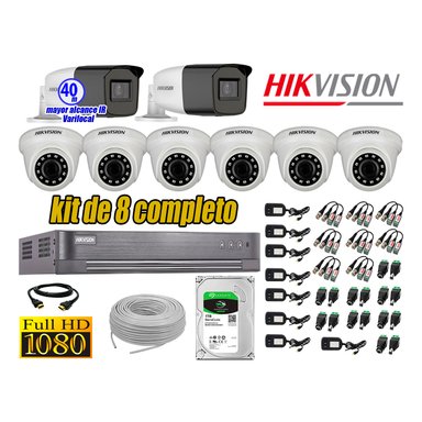 KIT 8 CÁMARA SEGURIDAD HIKVISION FULL HD 1080P + DISCO MAYOR ALCANCE VARIFOCAL 1 TB
