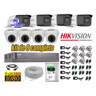 KIT 8 CÁMARA SEGURIDAD HIKVISION FULL HD 1080P + DISCO MAYOR ALCANCE VARIFOCAL 1 TB