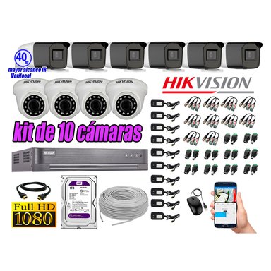 KIT 10 CÁMARA SEGURIDAD HIKVISION FULL HD 1080P + DISCO MAYOR ALCANCE VARIFOCAL 1 TB