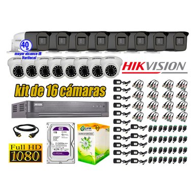 KIT 16 CÁMARA SEGURIDAD HIKVISION FULL HD 1080P + DISCO MAYOR ALCANCE VARIFOCAL 1 TB