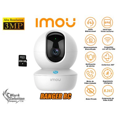 CÁMARA SEGURIDAD IMOU WI FI RANGER RC GIRA 360º 3MP + MICRO SD 256 GB