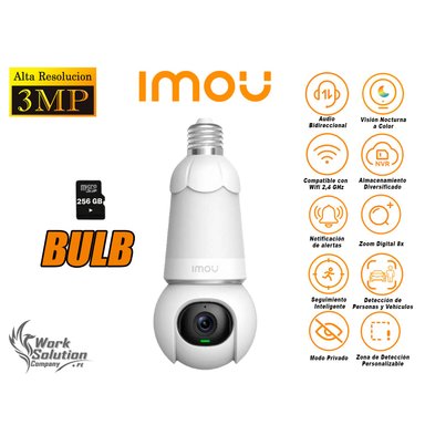 CÁMARA SEGURIDAD IMOU FOCO WIFI BULB CAM 3MP 360º NOCHE COLOR SD 256 GB