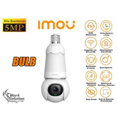 CÁMARA SEGURIDAD IMOU FOCO WI-FI BULB CAM 5MP 360º NOCHE COLOR