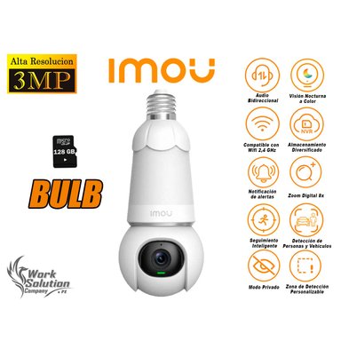 CÁMARA SEGURIDAD IMOU FOCO WIFI BULB CAM 3MP 360º NOCHE COLOR SD 128 GB