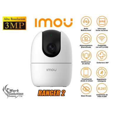 CÁMARA SEGURIDAD IMOU WI-FI RANGER 2 GIRA 360º 3MP INTELIGENTE