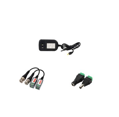 ACCESORIOS CAMARAS SEGURIDAD FUENTE 12V 1AMP, PAR DC, BALUN