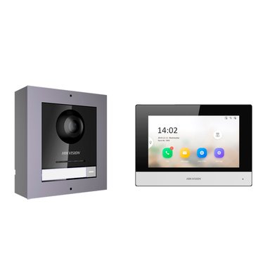 KIT HIKVISION VIDEPORTERO IP FULL HD DS-KIS602 LLAMADA APP CELULAR NEGRO