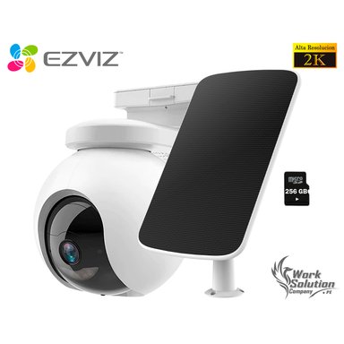 CÁMARA SEGURIDAD EZVIZ WIFI EXTERIOR CB8 2K 3MP PANEL SOLAR + SD 256 GB