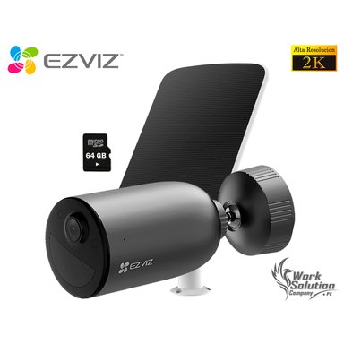 CÁMARA SEGURIDAD EZVIZ WIFI EXTERIOR EB3 PANEL SOLAR + MICRO SD 64 GB