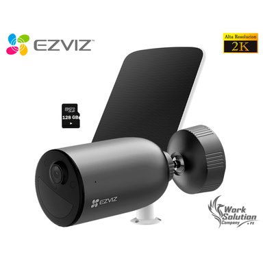 CÁMARA SEGURIDAD EZVIZ WIFI EXTERIOR EB3 PANEL SOLAR + MICRO SD 128 GB