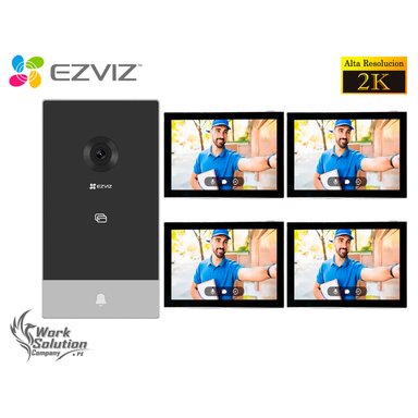 KIT VIDEOPORTERO INTELIGENTE EZVIZ HP7 2K EXTERIOR + 3 MONITORES