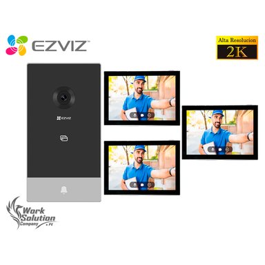 KIT VIDEOPORTERO INTELIGENTE EZVIZ HP7 2K EXTERIOR + 2 MONITORES