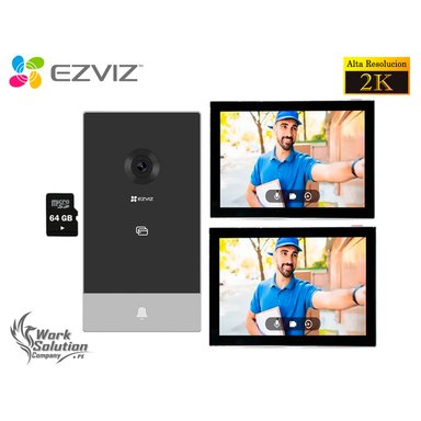 KIT VIDEOPORTERO INTELIGENTE EZVIZ HP7 2K EXTERIOR + 1 MONITOR 64GB