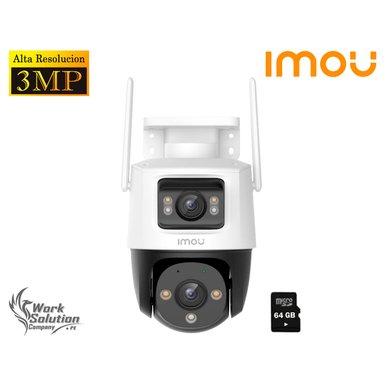 IMOU - CÁMARA SEGURIDAD CRUISER DUAL 3MP + 3MP 360° NOCHE COLOR +SD 64GB