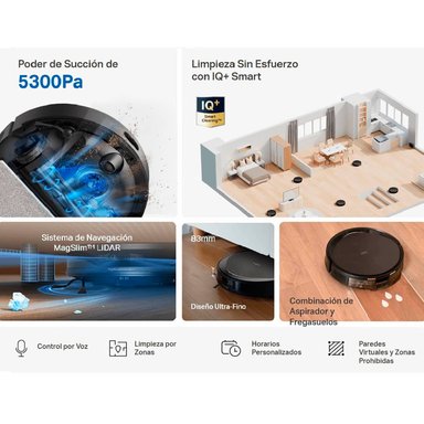 TP LINK - ROBOT TAPO RV20 MAX ASPIRADOR TRAPEADOR MAGSLIM 5300PA SUCCIÓN NEGRO - 2