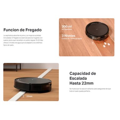 TP LINK - ROBOT TAPO RV20 MAX ASPIRADOR TRAPEADOR MAGSLIM 5300PA SUCCIÓN NEGRO - 5