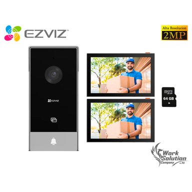 KIT VIDEOPORTERO INTELIGENTE EVIZ HP5 2MP FULL HD AUDIO BIDIRECCIONAL 3 MÉTODOS APERTURA + 1 PANTALLA