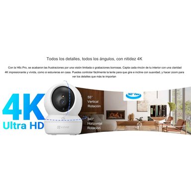 CÁMARA SEGURIDAD EZVIZ H6C PRO 4K 360 AUDIO BIDIRECCIONAL BOTÓN LLAMADA DETECCIÓN PERSONAS SONIDO 256GB - 3