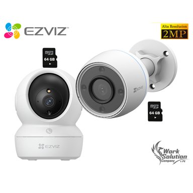 KIT CÁMARA SEGURIDAD EZVIZ H6C + H3C FULL HD 360 AUDIO 2VÍAS DETECCIÓN MOVIMIENTO VISIÓN NOCTURNA 64GB