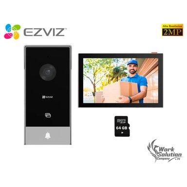 VIDEOPORTERO INTELIGENTE EZVIZ HP5 2MP FULL HD AUDIO 2VÍAS DETECCIÓN MOVIMIENTO 3 MODOS APERTURA PANTALLA 64GB