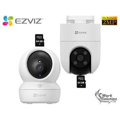KIT CÁMARA SEGURIDAD EZVIZ H6C + H8C FULL HD AUDIO BIDIRECCIONAL NOCHE COLOR DETECCIÓN PERSONAS 64GB