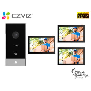 KIT VIDEOPORTERO INTELIGENTE EVIZ HP5 2MP FULL HD AUDIO BIDIRECCIONAL 3 MÉTODOS APERTURA + 2 PANTALLAS