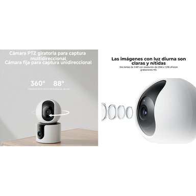 CÁMARA SEGURIDAD XIAOMI C300 DUAL 3MP 2 LENTES DETECCIÓN IA PERSONAS AUDIO DOBLE VÍA 64GB - 4