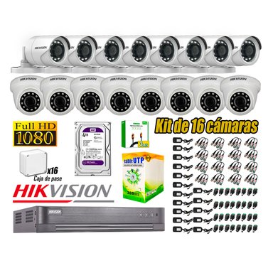 CÁMARA SEGURIDAD HIKVISION KIT 16 FULL HD 1080P HDMI 3M DISCO 4TB WD