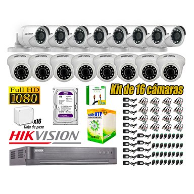 CÁMARA SEGURIDAD HIKVISION KIT 16 FULL HD 1080P HDMI 3M DISCO 1TB WD
