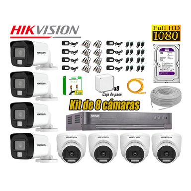 CÁMARA SEGURIDAD HIKVISION KIT 8 FULL HD AUDIO INCORPORADO HDMI 3M DISCO 1TB WD