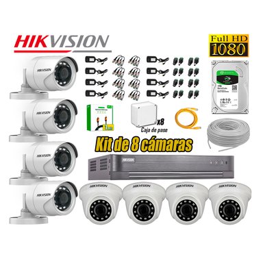 CÁMARA SEGURIDAD HIKVISION KIT 8 1080P FULL HD DISCO 1TB HDMI 3M