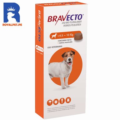 ANTIPULGAS PERRO BRAVECTO 250 MG TABLETA 4.5-10 KG