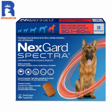 ANTIPULGAS ANTIPARASITARIO NEXGARD SPECTRA 30.1-60 KG X3 TABLETAS