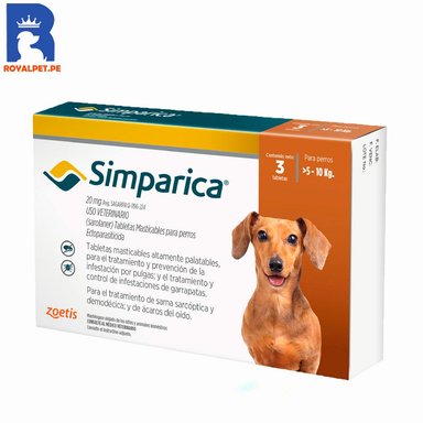 ANTIPULGAS ANTIGARRAPATAS SIMPARICA 5-10 KG X3 TABLETAS
