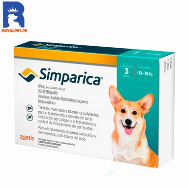 ANTIPULGAS ANTIGARRAPATAS SIMPARICA 10-20 KG X3 TABLETAS