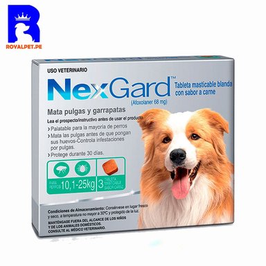 ANTIPULGAS ANTIGARRAPATAS NEXGARD 10-25 KG X3 TABLETAS