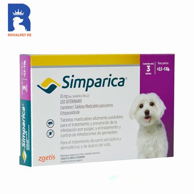 ANTIPULGAS ANTIGARRAPATAS SIMPARICA 2.5-5 KG X3 TABLETAS