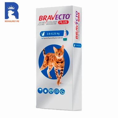 ANTIPULGAS PARA GATO BRAVECTO PLUS PIPETA 2.8-6.25 KG