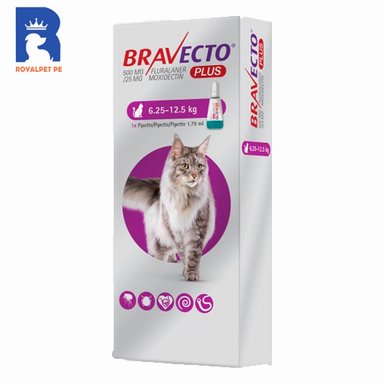 ANTIPULGAS PARA GATO BRAVECTO PLUS PIPETA 6.25-12.5 KG