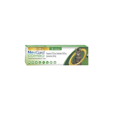 ANTIPULGAS GATOS NEXGARD RAZA MEDIANA COMBO 2.5-7.5 KG X1 PIPETA