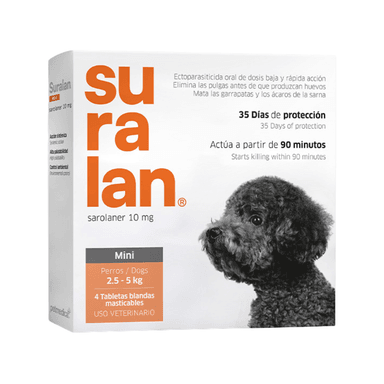 ANTIPULGAS PARA PERRO SURALAN MINI 2.5 - 5 KG X4 TABLETAS
